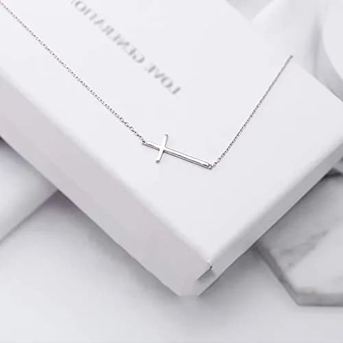 MOMOL Sideways Cross Necklace for Women 18K Gold Plated Christian Necklaces | Dainty Gold Pendant thumbnail 6