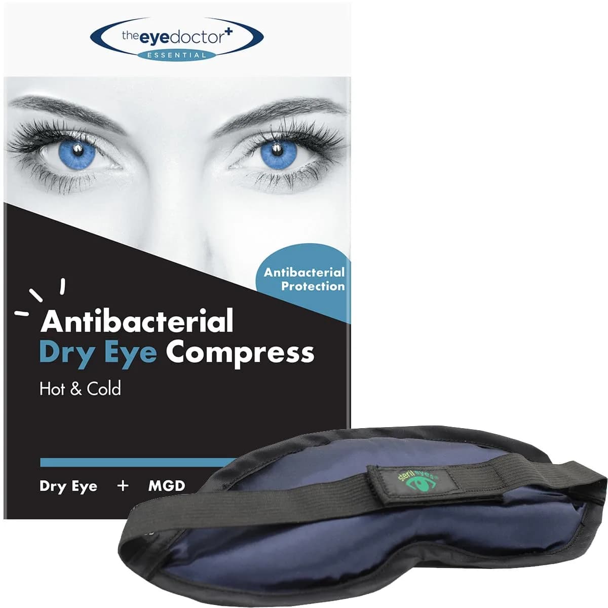 The Eye Doctor Hot Compress for Eye - Helps Dry Eye & Blepharitis - Reusable Eye Mask - Heated Eye Mask for Dry Eyes - Warm Compress for Dry Eyes - Heated Eye Mask for Stye | Adjustable & Microwave Safe — Blue