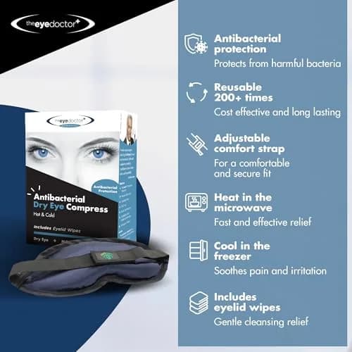 The Eye Doctor Hot Compress for Eye - Helps Dry Eye & Blepharitis - Reusable Eye Mask - Heated Eye Mask for Dry Eyes - Warm Compress for Dry Eyes - Heated Eye Mask for Stye | Adjustable & Microwave Safe thumbnail 8