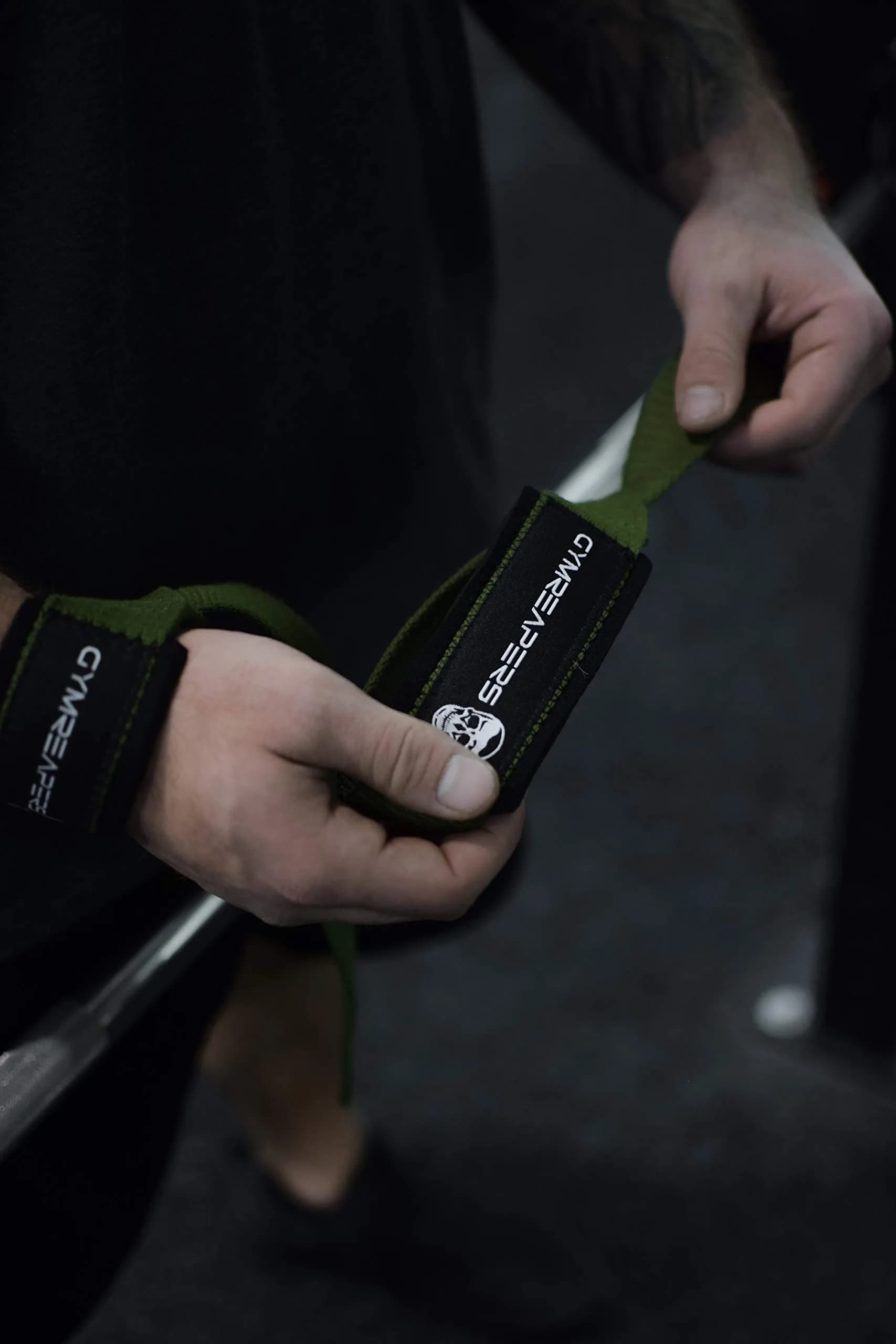 Gymreapers Lifting Wrist Straps Military Green | Padded Neoprene & 18" Cotton for Deadlifts & Weightlifting - view 5