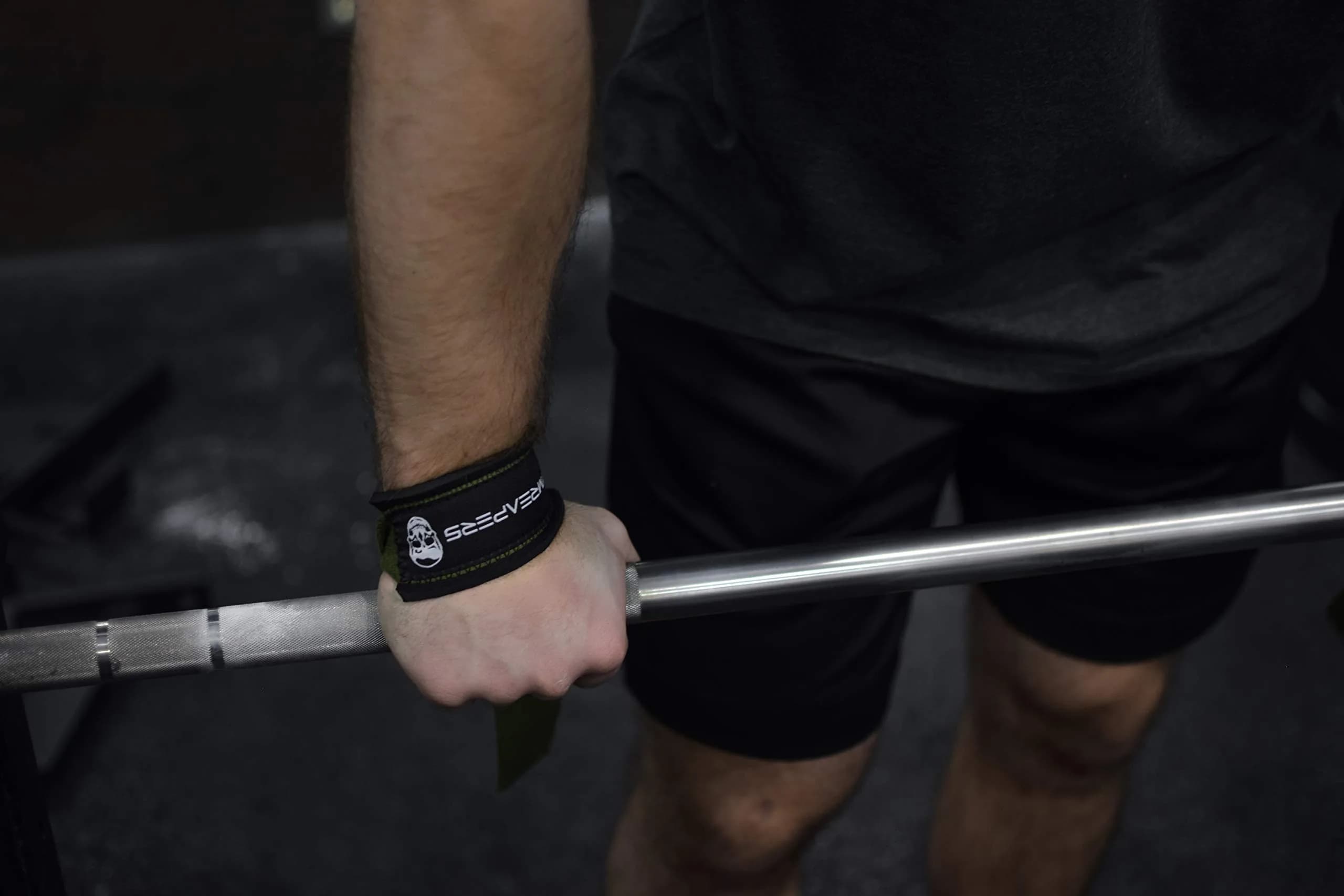 Gymreapers Lifting Wrist Straps Military Green | Padded Neoprene & 18" Cotton for Deadlifts & Weightlifting - view 6