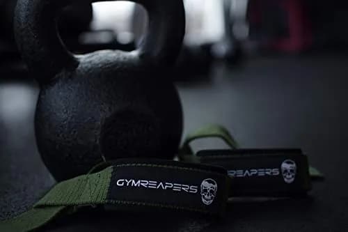 Gymreapers Lifting Wrist Straps Military Green | Padded Neoprene & 18" Cotton for Deadlifts & Weightlifting thumbnail 7