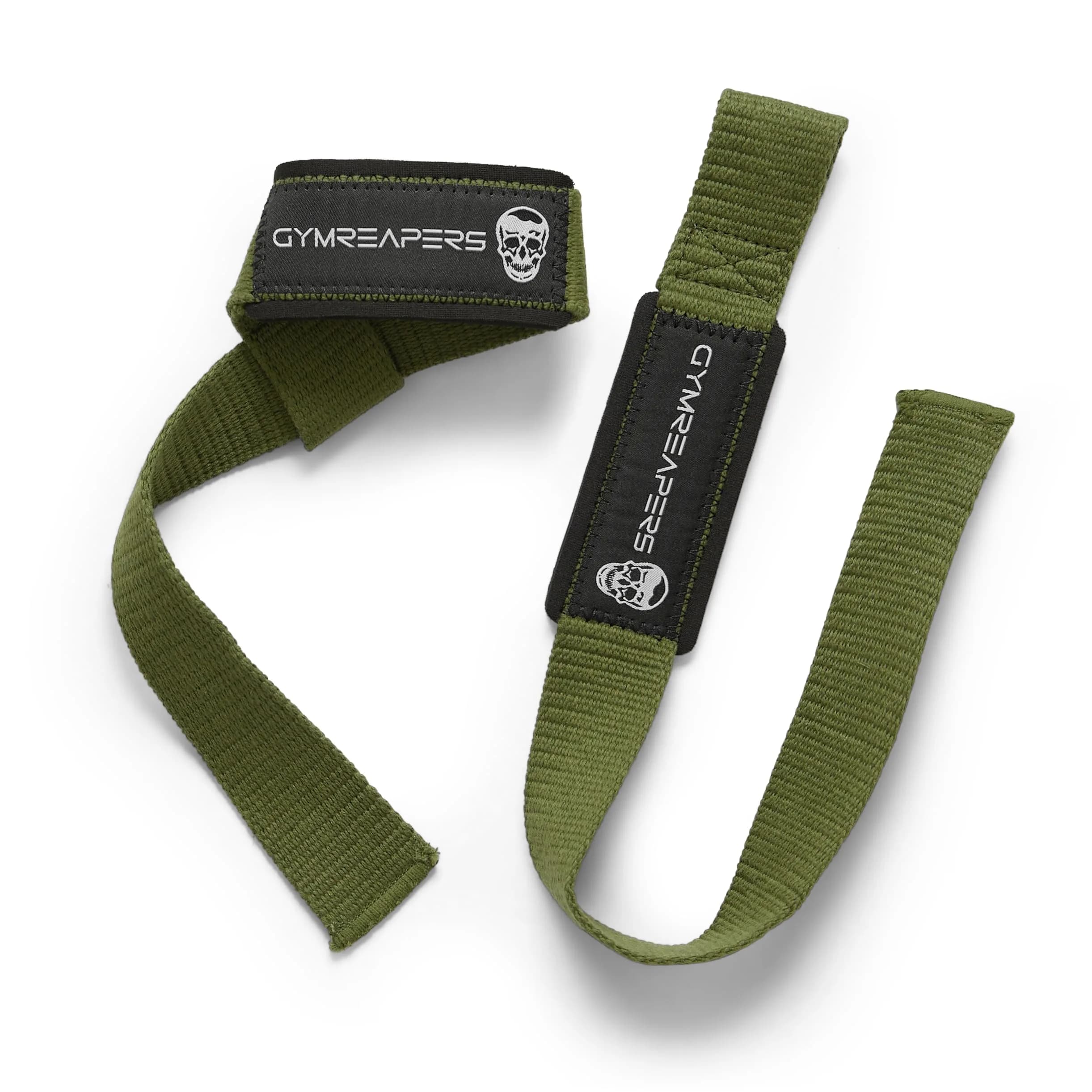 Gymreapers Lifting Wrist Straps Military Green | Padded Neoprene & 18" Cotton for Deadlifts & Weightlifting - view 3