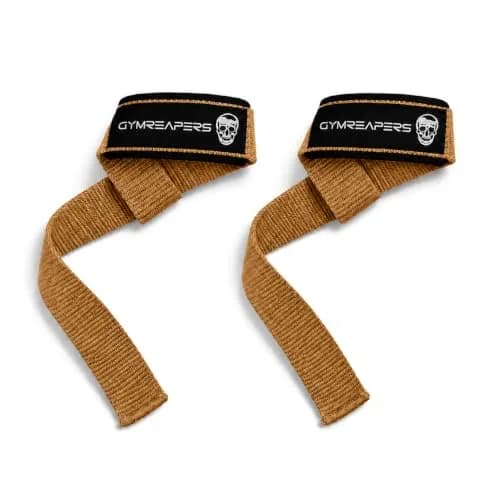 Gymreapers Lifting Wrist Straps with Neoprene Padding & 18" Cotton - Desert Tan | Secure Grip for Deadlifts & Weight Training thumbnail 1