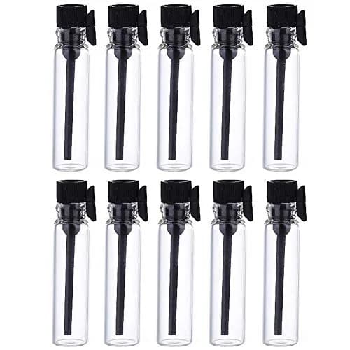 Teensery 100 Pcs 1ml Glass Perfume Sample Bottles with Black Cap | Reusable Aromatherapy Vials thumbnail 1