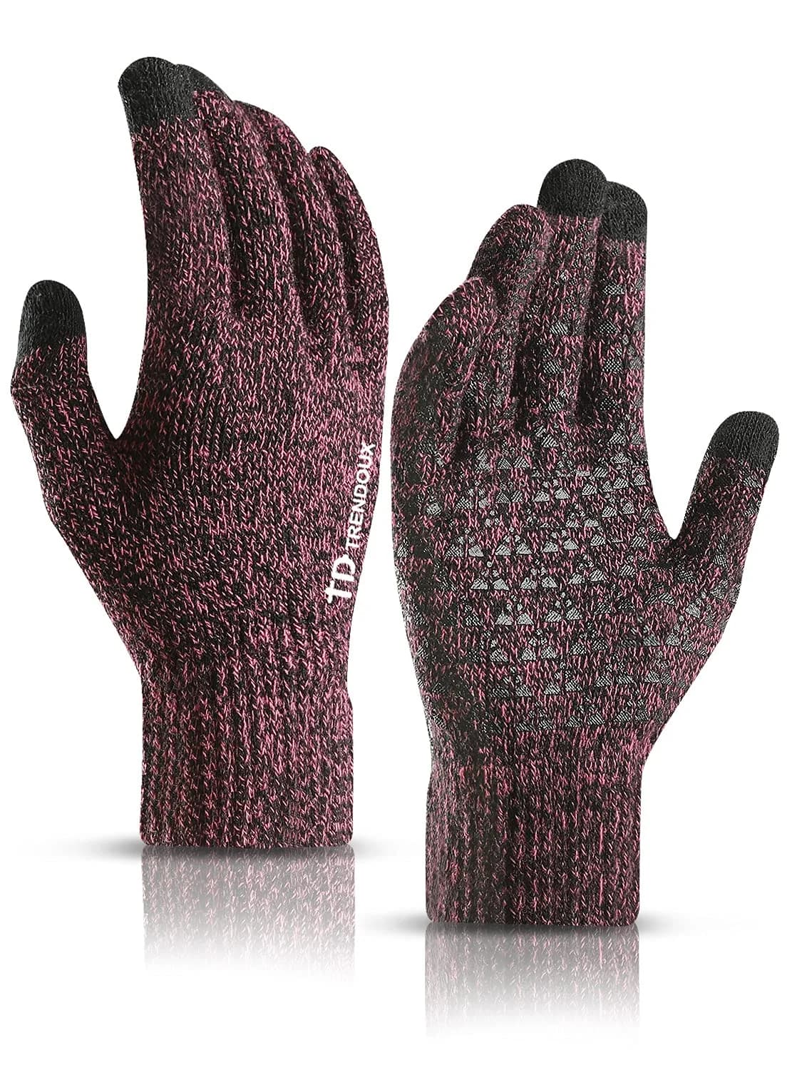 TRENDOUX Winter Gloves for Women, Knit Touch Screen Glove, Rose, Large | Warm & Anti-Slip in Cold Weather - main product image