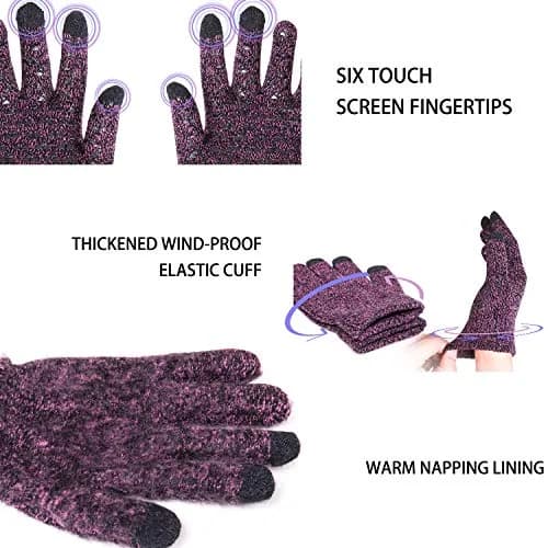 TRENDOUX Winter Gloves for Women, Knit Touch Screen Glove, Rose, Large | Warm & Anti-Slip in Cold Weather thumbnail 3