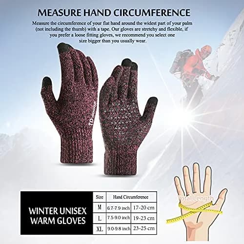 TRENDOUX Winter Gloves for Women, Knit Touch Screen Glove, Rose, Large | Warm & Anti-Slip in Cold Weather thumbnail 4