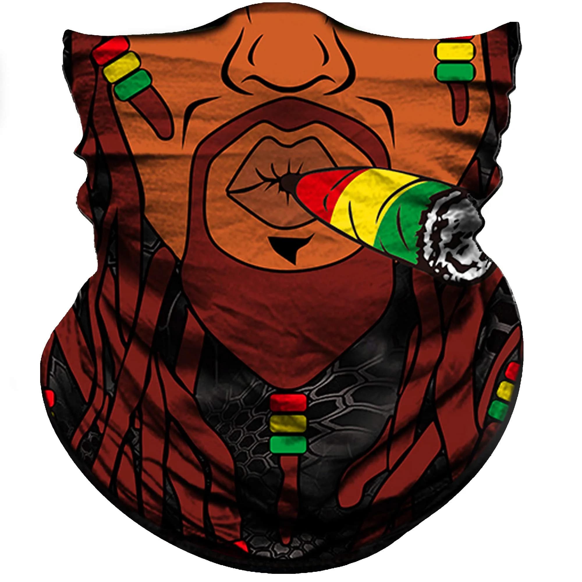 Obacle Skull Face Mask Sun UV Dust Wind Protection Tube Mask Seamless Bandana Skeleton Face Mask for Men Women Bike Riding Motorcycle Cycling Biker Outdoor Festival (Black Gray Skull White Face Flag) | All-Season Lightweight Breathable — Brown Sharp Face With Colorful Cigar
