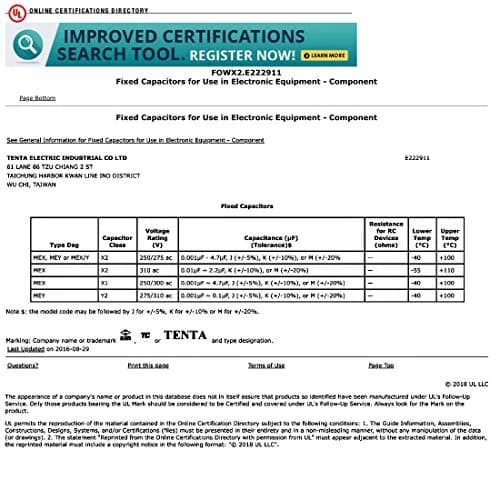 uxcell Safety Capacitors Polypropylene Film 0.22uF 275VAC X2 | Compact, Flame Retardant, Long Service Life thumbnail 5