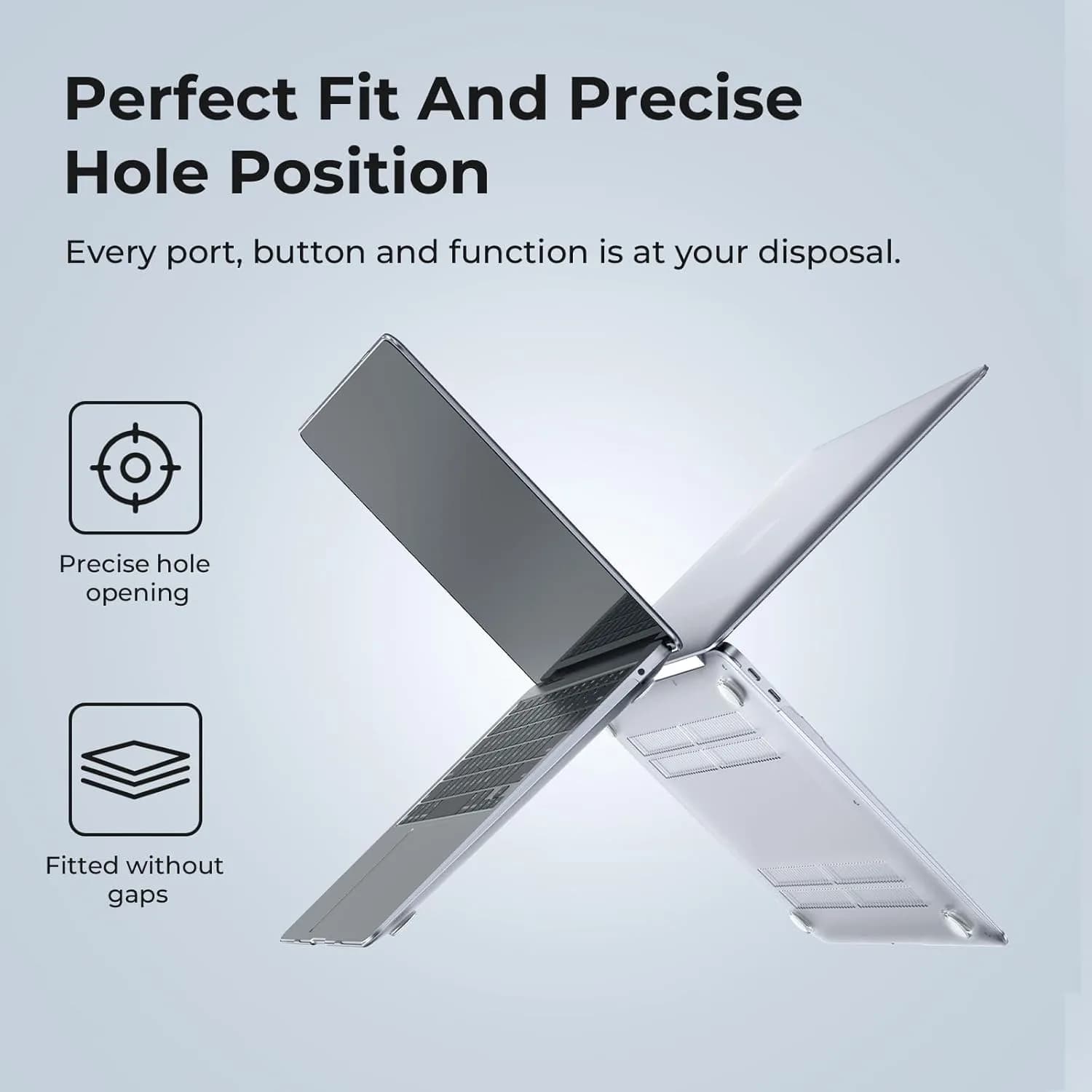 EooCoo Crystal Clear Hard Shell Case for MacBook Air 13-inch M1 (A2337/A2179/A1932) | Protects from Scratches & Dents - view 6