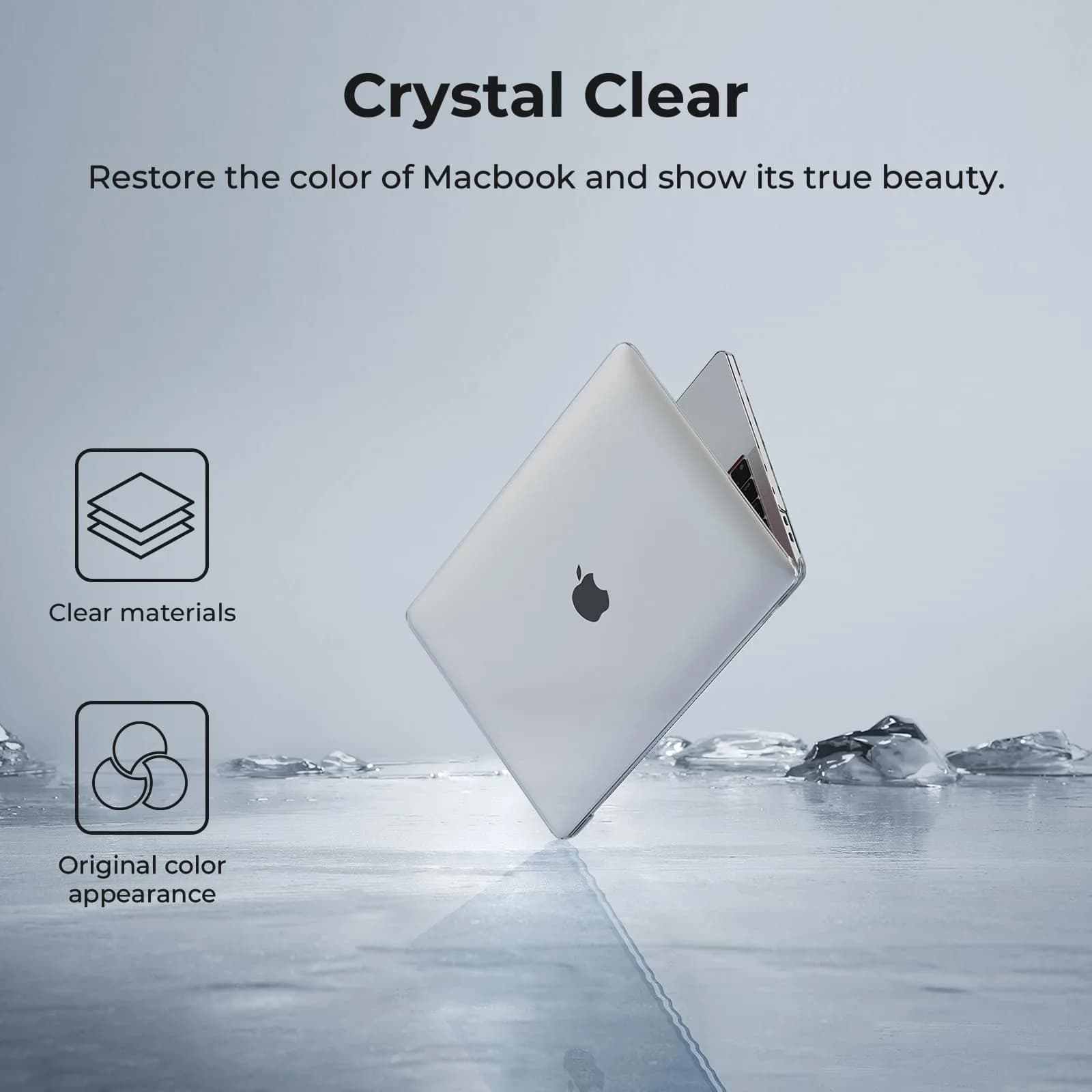 EooCoo Crystal Clear Hard Shell Case for MacBook Air 13-inch M1 (A2337/A2179/A1932) | Protects from Scratches & Dents - view 2