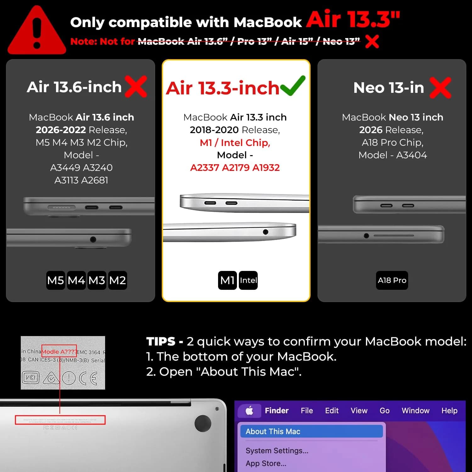 EooCoo Crystal Clear Hard Shell Case for MacBook Air 13-inch M1 (A2337/A2179/A1932) | Protects from Scratches & Dents - view 3