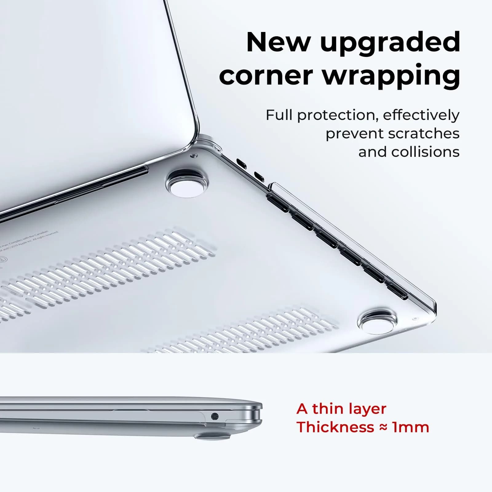 EooCoo Crystal Clear Hard Shell Case for MacBook Air 13-inch M1 (A2337/A2179/A1932) | Protects from Scratches & Dents - view 4
