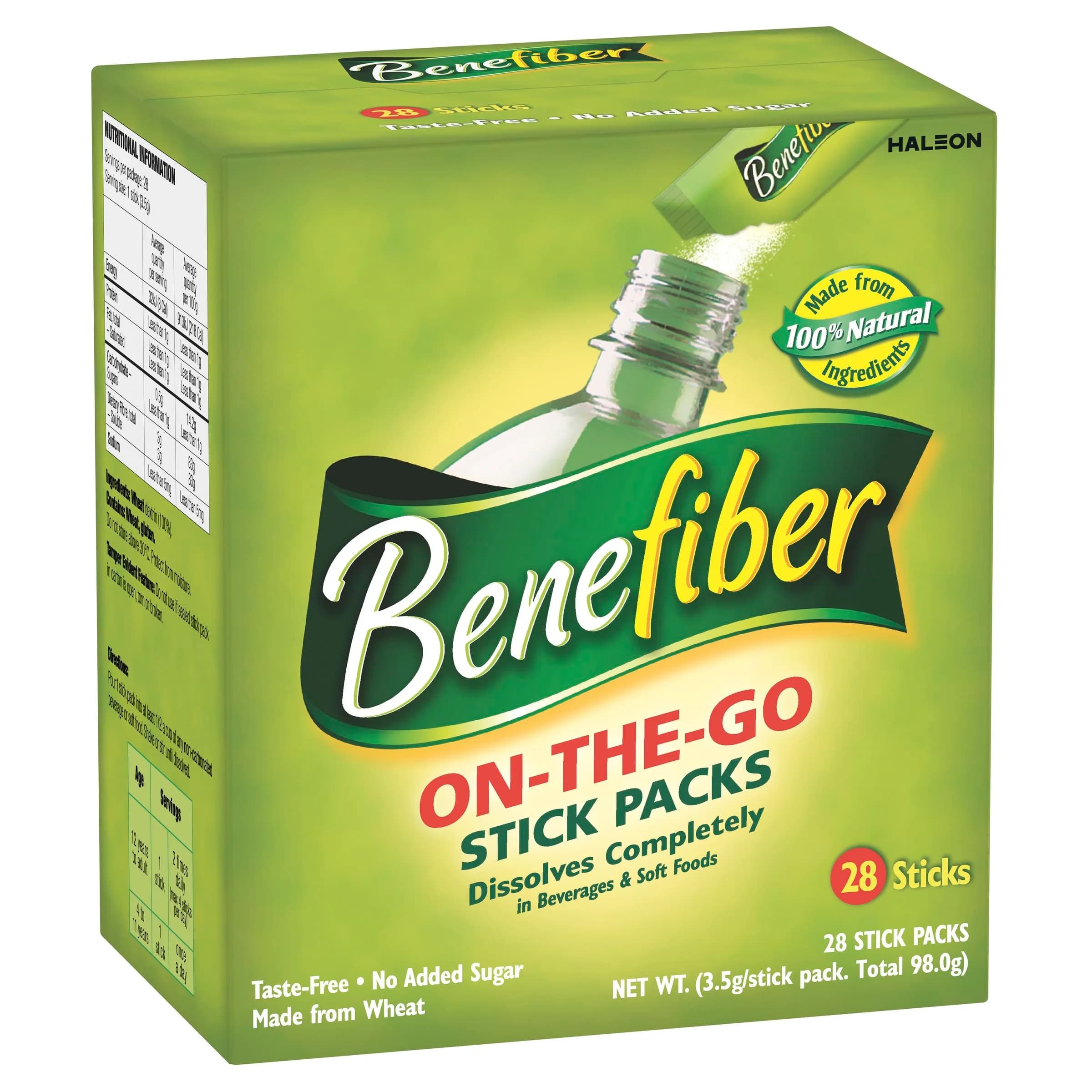 Benefiber Natural Fibre Supplement On-The-Go Stick Packs, 28 Count | Digestive Health Prebiotic Fiber - main product image