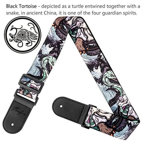 Rinastore Black Tortoise Guitar Strap 41-67" | Comfortable, Adjustable, Heavy-Duty Polyester thumbnail 4