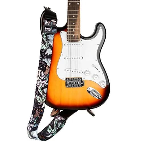 Rinastore Black Tortoise Guitar Strap 41-67" | Comfortable, Adjustable, Heavy-Duty Polyester thumbnail 3