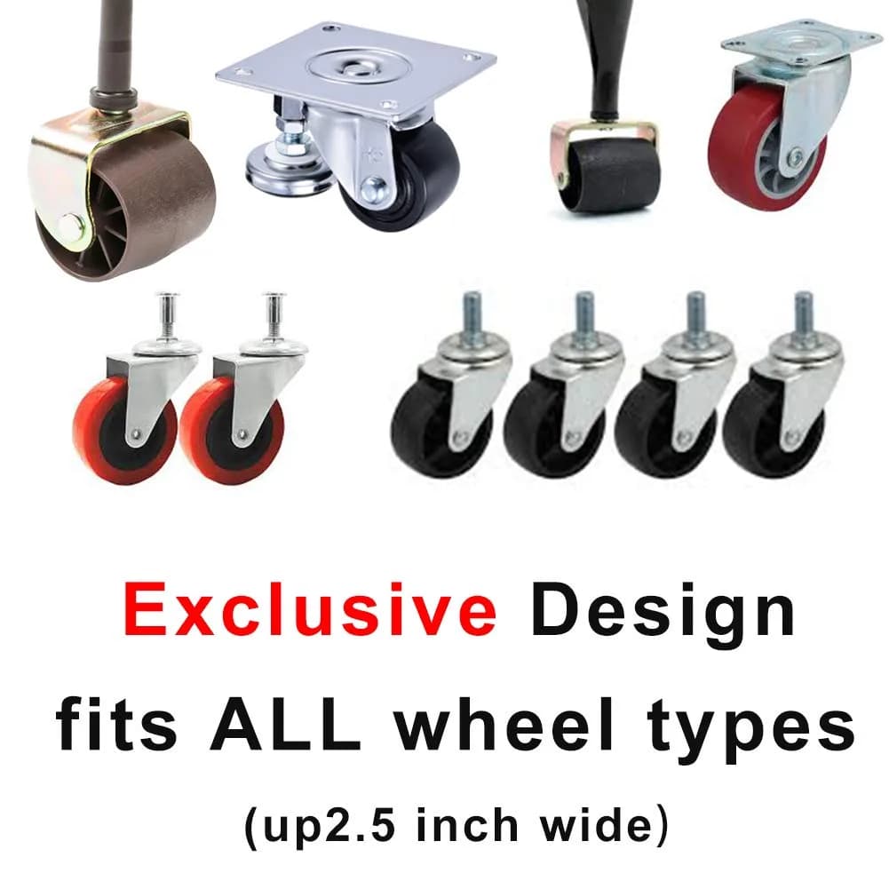 YupeaK Black Silicone Furniture & Bed Wheel Stoppers 6 Pack | Prevents Scratches & Sliding - view 6