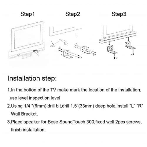 Dinghosen Soundbar Wall Mount Bracket for Samsung, Sony, LG, Vizio, Bose, JBL, TCL, Yamaha, Sonos, RCA | Stainless Steel, Black thumbnail 6