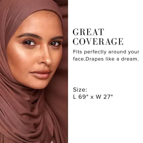 VOILE CHIC Premium Jersey Hijab Scarf for Women - Mocha | 4-Way Stretch, Soft & Non-Slip (70-120 chars) thumbnail 4