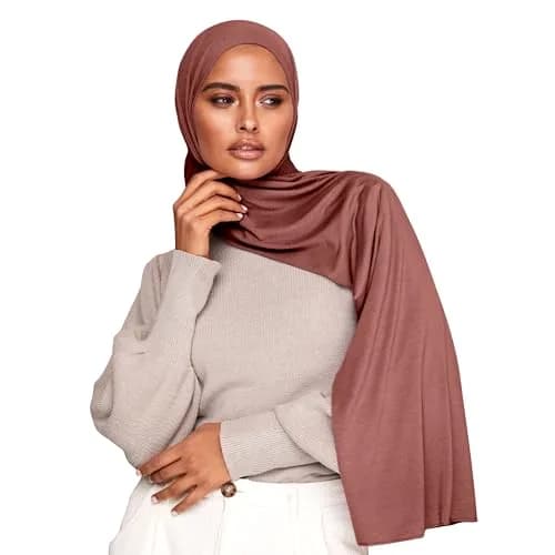 VOILE CHIC Premium Jersey Hijab Scarf for Women - Mocha | 4-Way Stretch, Soft & Non-Slip (70-120 chars) thumbnail 2