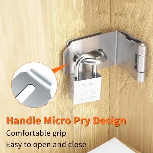 HOWDIA 90 Degree Hasp Latch 6.3cm (2.5 Inch) | Stainless Steel Security Lock for Sliding & Barn Doors thumbnail 5