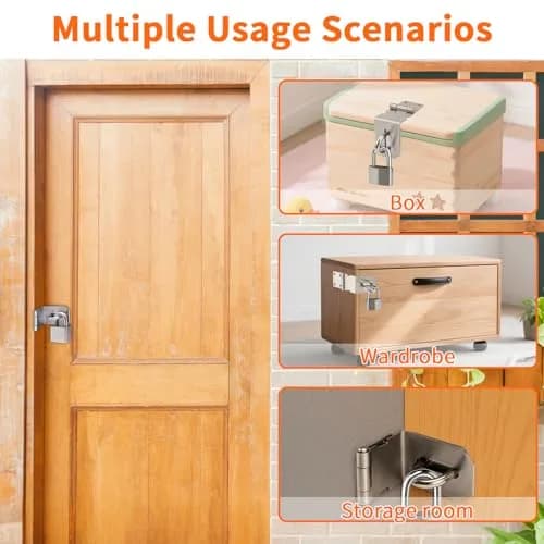 HOWDIA 90 Degree Hasp Latch 6.3cm (2.5 Inch) | Stainless Steel Security Lock for Sliding & Barn Doors thumbnail 7