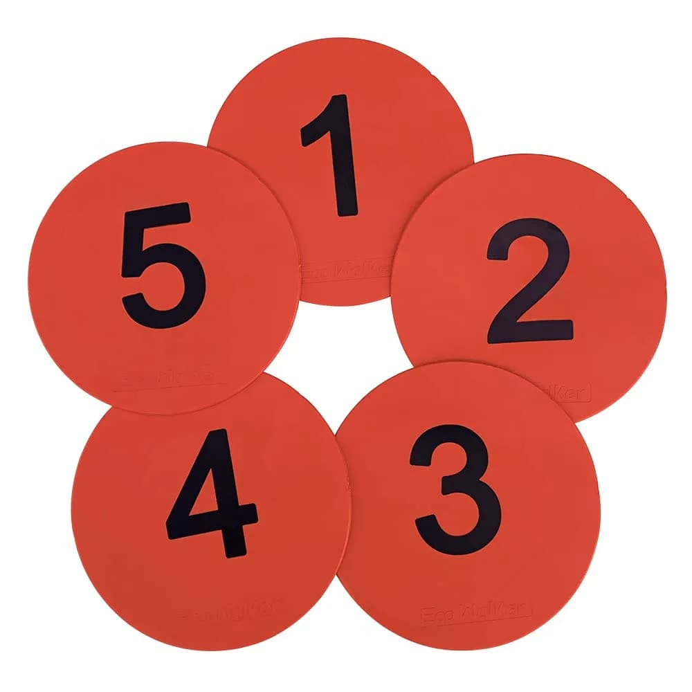 Eco Walker Numbered Floor Spot Markers 8 inch (20 cm) | Non-Slip Indoor/Outdoor Sports Markers
