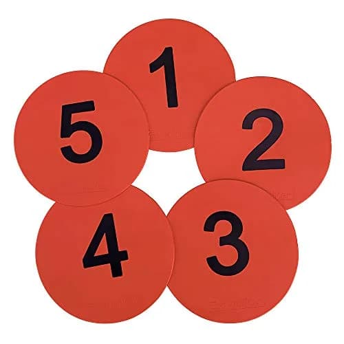 Eco Walker Numbered Floor Spot Markers 8 inch (20 cm) | Non-Slip Indoor/Outdoor Sports Markers thumbnail 1