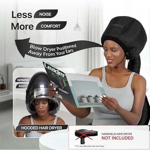 Granteva Large Hooded Hair Dryer Attachment with Headband for Curly Hair, Speeds Drying Time, Deep Conditioning At Home thumbnail 4