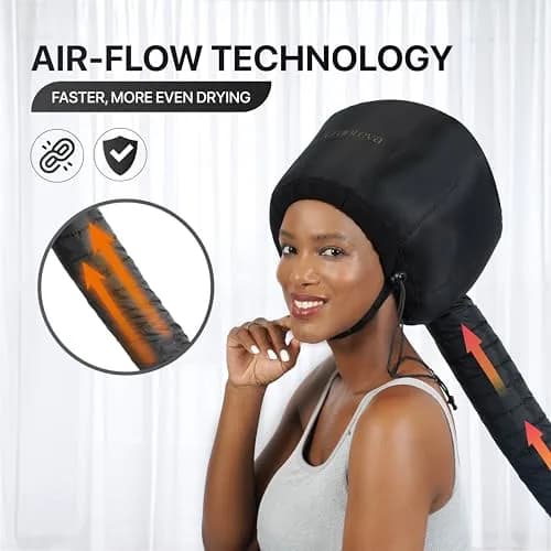 Granteva Large Hooded Hair Dryer Attachment with Headband for Curly Hair, Speeds Drying Time, Deep Conditioning At Home thumbnail 3