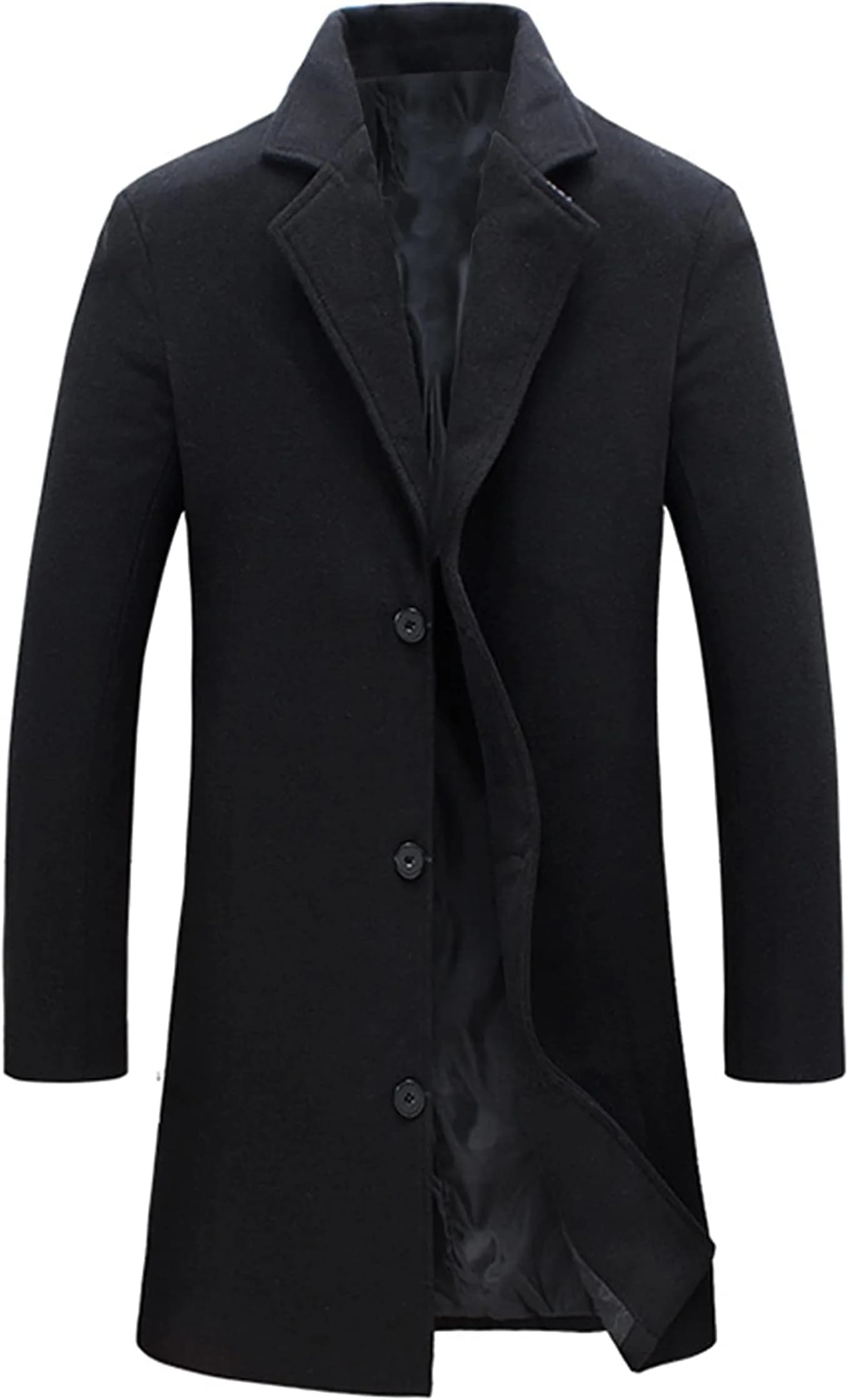 Springrain Wool Blend Pea Coat Slim Fit Black XS | Classic Winter Overcoat — Black / X-Small