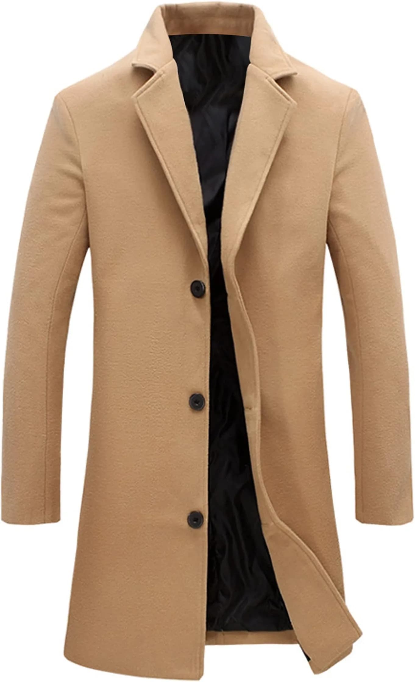 Springrain Men's Wool Blend Pea Coat Notched Collar XL | Warm Winter Overcoat