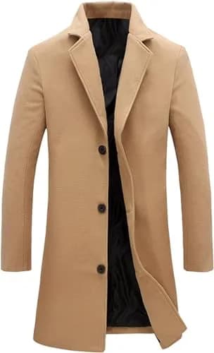 Springrain Men's Wool Blend Pea Coat Notched Collar XL | Warm Winter Overcoat thumbnail 1