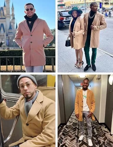 Springrain Men's Wool Blend Pea Coat Notched Collar XL | Warm Winter Overcoat thumbnail 6