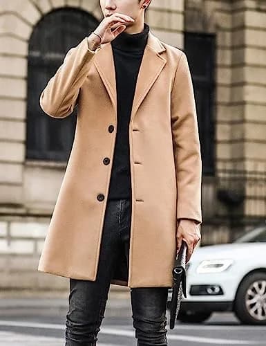 Springrain Men's Wool Blend Pea Coat Notched Collar XL | Warm Winter Overcoat thumbnail 8