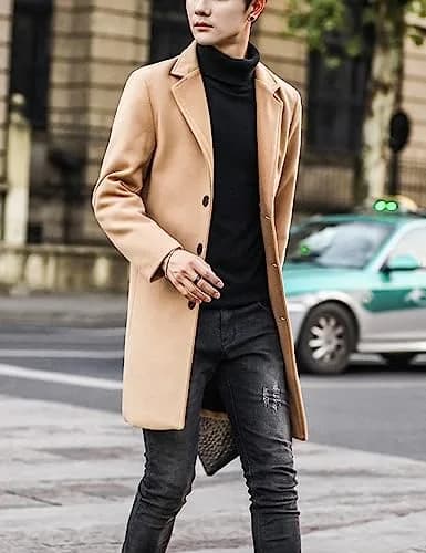 Springrain Men's Wool Blend Pea Coat Notched Collar XL | Warm Winter Overcoat thumbnail 3