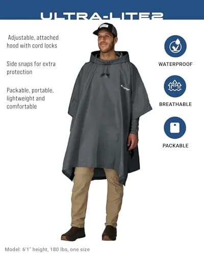 FROGG TOGGS Ultra-Lite2 Poncho Carbon Black | Waterproof Breathable Rain Gear for Indian Monsoons thumbnail 2
