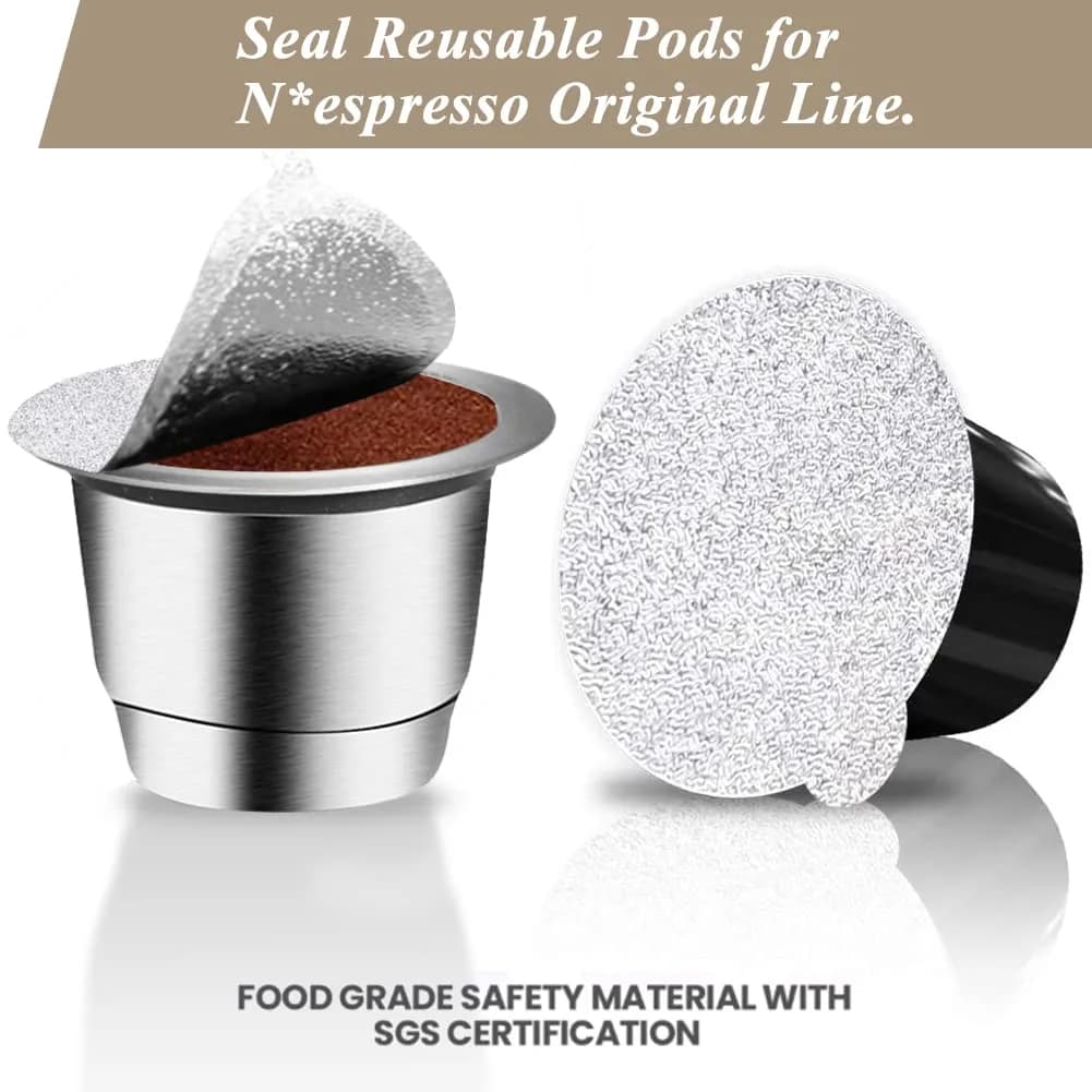 CAPMESSO Aluminum Coffee Pod Seal Lids for Nespresso Original Line Capsules, 120PCS | Reusable Coffee Filter Alternative - view 3
