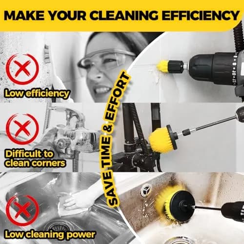Holikme Drill Brush Set 11 Pieces | Deep Surface & Grout Cleaning with Power Scrubber (70-120 chars) thumbnail 4