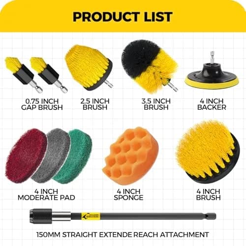 Holikme Drill Brush Set 11 Pieces | Deep Surface & Grout Cleaning with Power Scrubber (70-120 chars) thumbnail 6