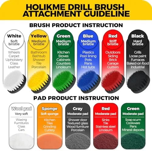 Holikme Drill Brush Set 11 Pieces | Deep Surface & Grout Cleaning with Power Scrubber (70-120 chars) thumbnail 7