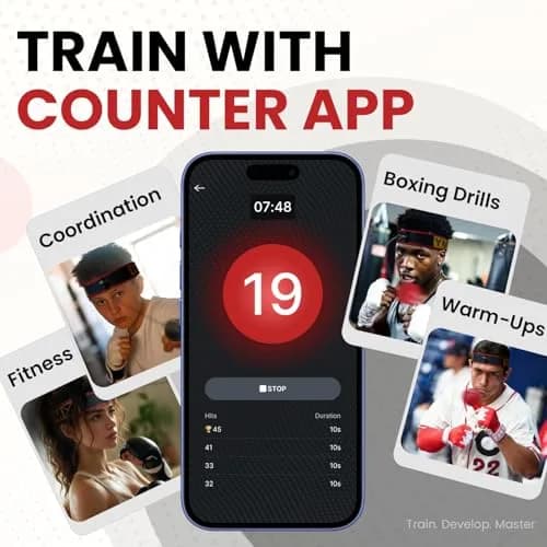 YMX BOXING Training Reflex Ball with Counter App & Headband | 10.2cm (4 inch) Diameter thumbnail 2