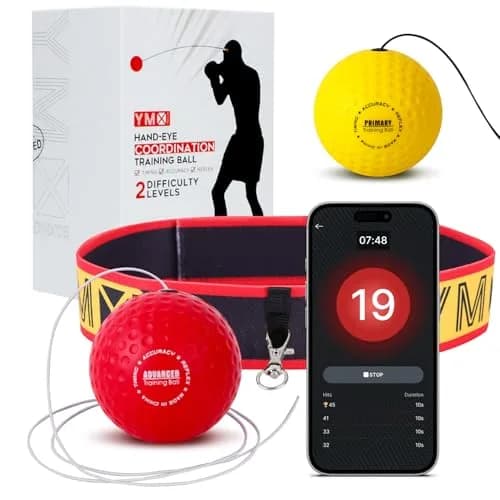 YMX BOXING Training Reflex Ball with Counter App & Headband | 10.2cm (4 inch) Diameter - main product image