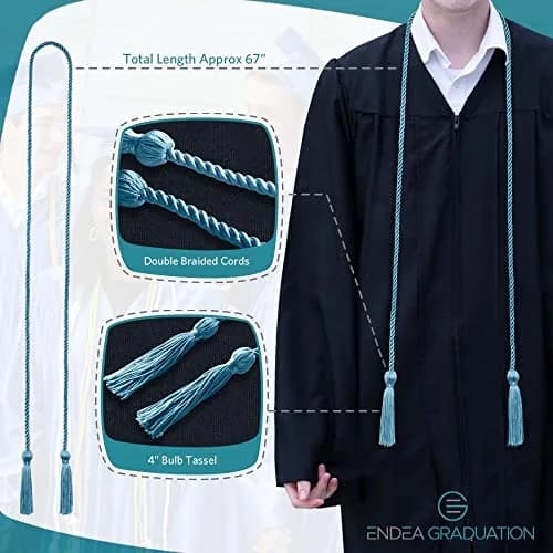Endea Graduation Single Honor Polyester Cord Light Blue | 67-inch Academic Achievement Cord thumbnail 3