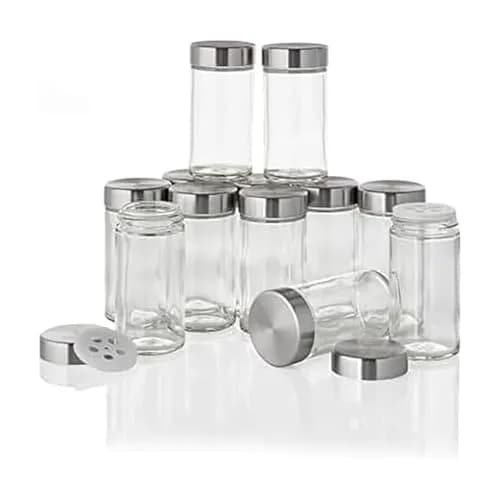 Kamenstein 12-Piece Glass Spice Jar Set 3 oz | Airtight Stainless Steel Lids for Kitchen & Pantry thumbnail 1
