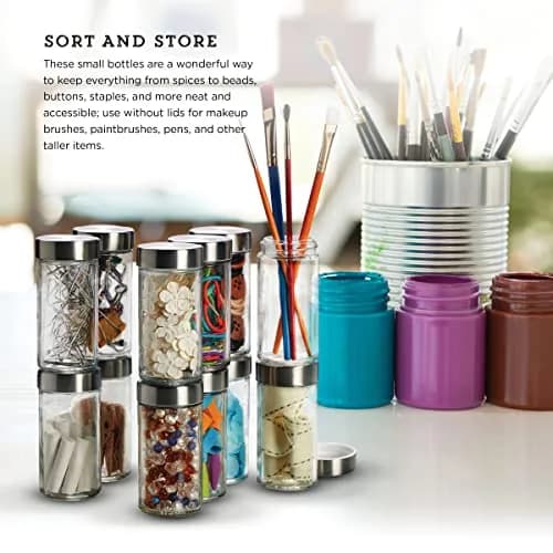Kamenstein 12-Piece Glass Spice Jar Set 3 oz | Airtight Stainless Steel Lids for Kitchen & Pantry thumbnail 5
