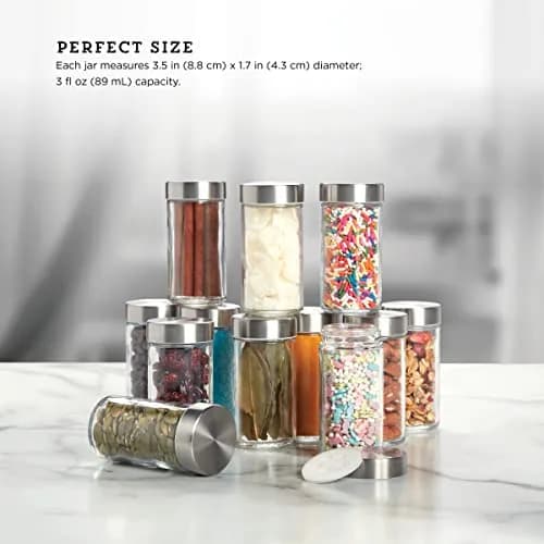 Kamenstein 12-Piece Glass Spice Jar Set 3 oz | Airtight Stainless Steel Lids for Kitchen & Pantry thumbnail 6