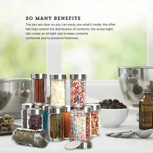 Kamenstein 12-Piece Glass Spice Jar Set 3 oz | Airtight Stainless Steel Lids for Kitchen & Pantry thumbnail 2