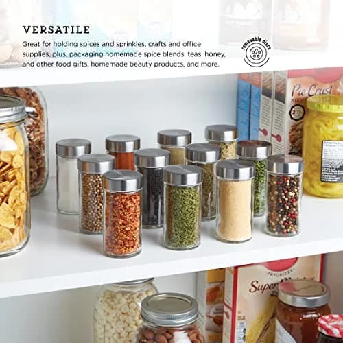 Kamenstein 12-Piece Glass Spice Jar Set 3 oz | Airtight Stainless Steel Lids for Kitchen & Pantry thumbnail 3